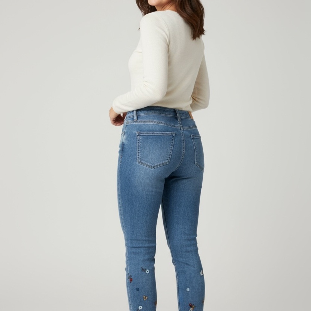 🌼 Charlie B Embroidered Ankle Jeans – Size 8 - Picture 6 of 8